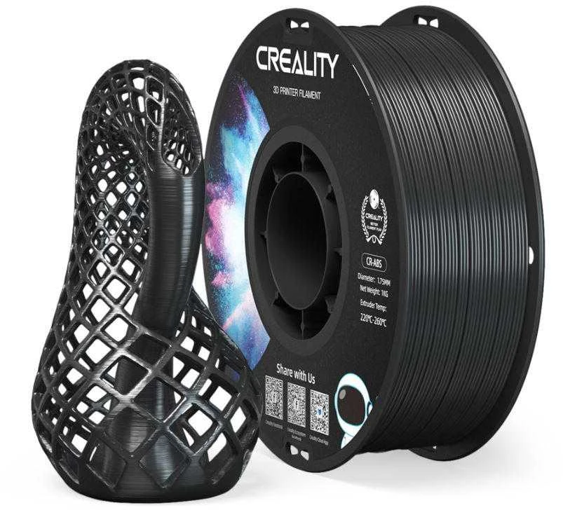 Creality CR-ABS juodas siūlas su pavyzdiniu modeliu