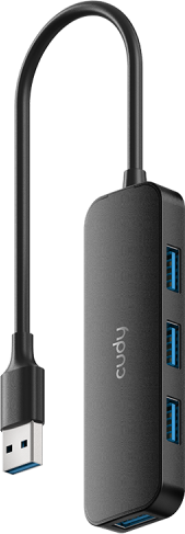 Cudy UH40A USB-A uz 4-Portu USB 3.0 Hub 5Gbps Datu tikai Plastmasa Kompakts Melns