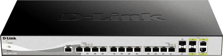 Šakotuvas D-Link DXS-1210-16TC Smart Managed Switch 12x 10 Gbit/s Ethernet, 2x 10 Gbit/s SFP+, 2x 10GbE/SFP+ Combo