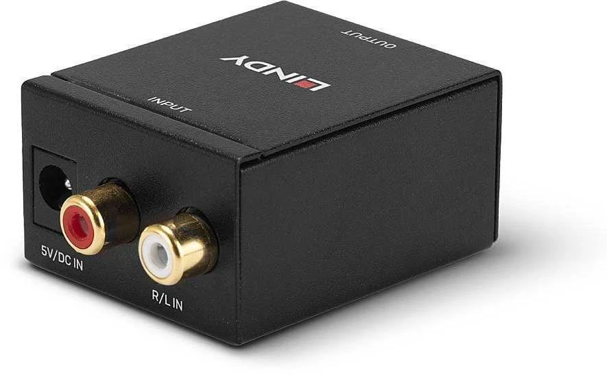 Garso Adapteris - LINDY Phono į TosLink ir Bendraašis ADC Adapteris 24-bit/48KHz, Juodas