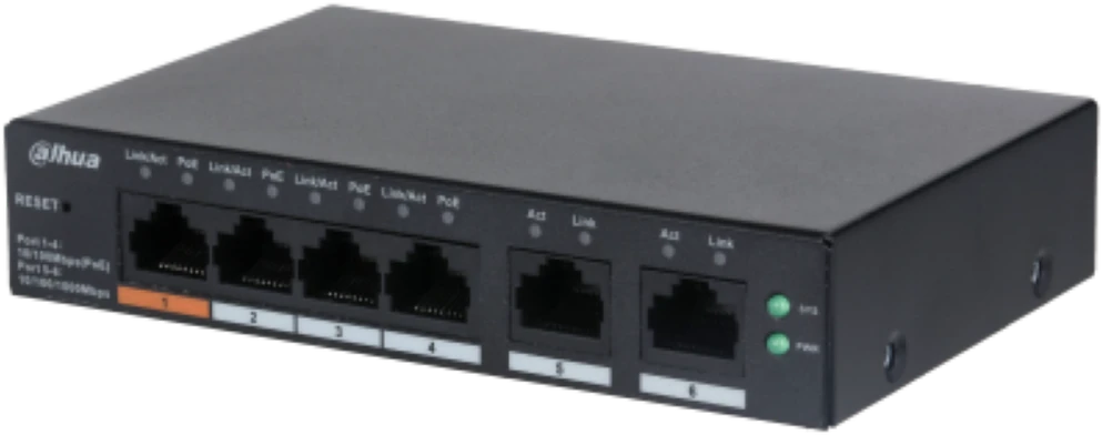 Šakotuvas SWITCH POE CS4006-4ET-60 4 PRIEVADŲ DAHUA