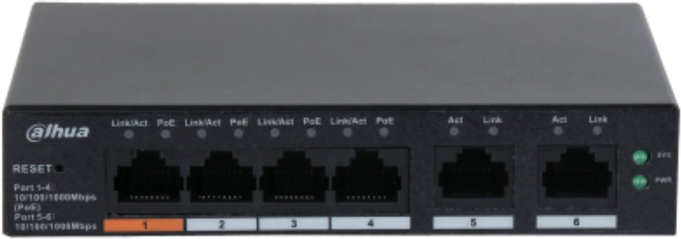 Šakotuvas SWITCH POE CS4006-4GT-60 4 PRIEVADŲ DAHUA