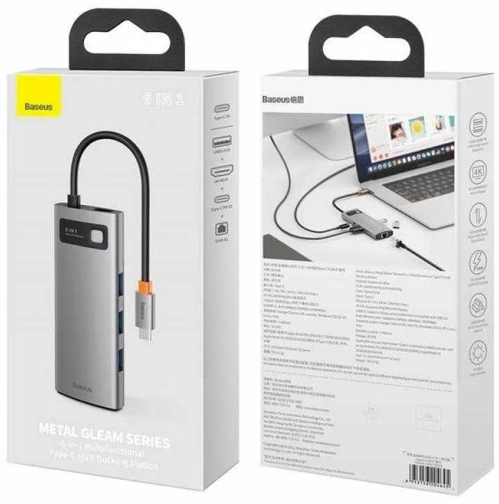 Baseus adapteris 5in1 USB-C šakotuvas 3x USB 3.0 + HDMI + USB-C PD