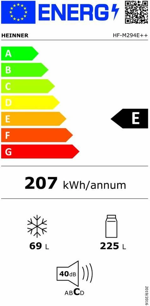 HEINNER DVEJŲ DURŲ Šaldytuvas HF-M294E++