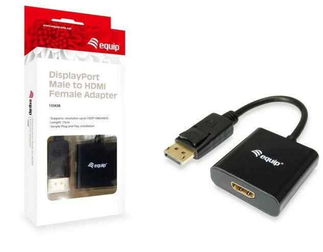 Equip aprūpinti 133438 adapteriu DisplayPort su HDMI DisplayPort kištuku į HDMI lizdą juoda
