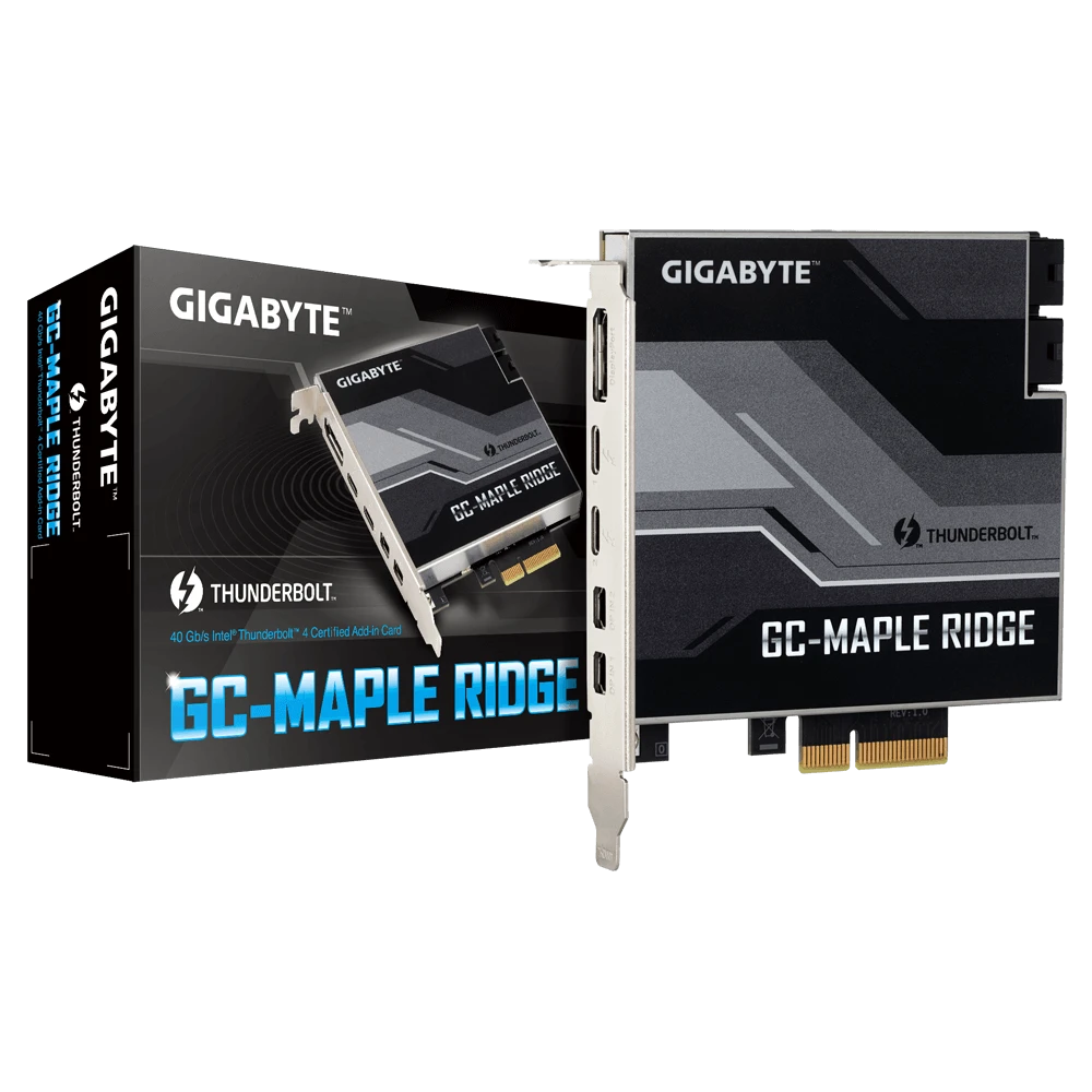 GIGABYTE GC-MAPLE RIDGE, „Intel® Thunderbolt™ 4“ sertifikuota priedo kortelė, C tipo USB, „DisplayPort“