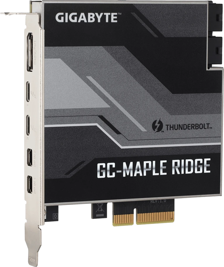 GIGABYTE GC-MAPLE RIDGE, „Intel® Thunderbolt™ 4“ sertifikuota priedo kortelė, C tipo USB, „DisplayPort“
