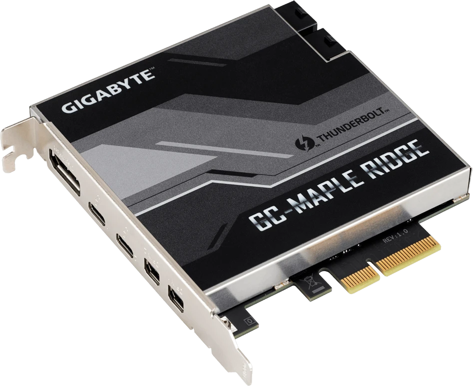GIGABYTE GC-MAPLE RIDGE, „Intel® Thunderbolt™ 4“ sertifikuota priedo kortelė, C tipo USB, „DisplayPort“