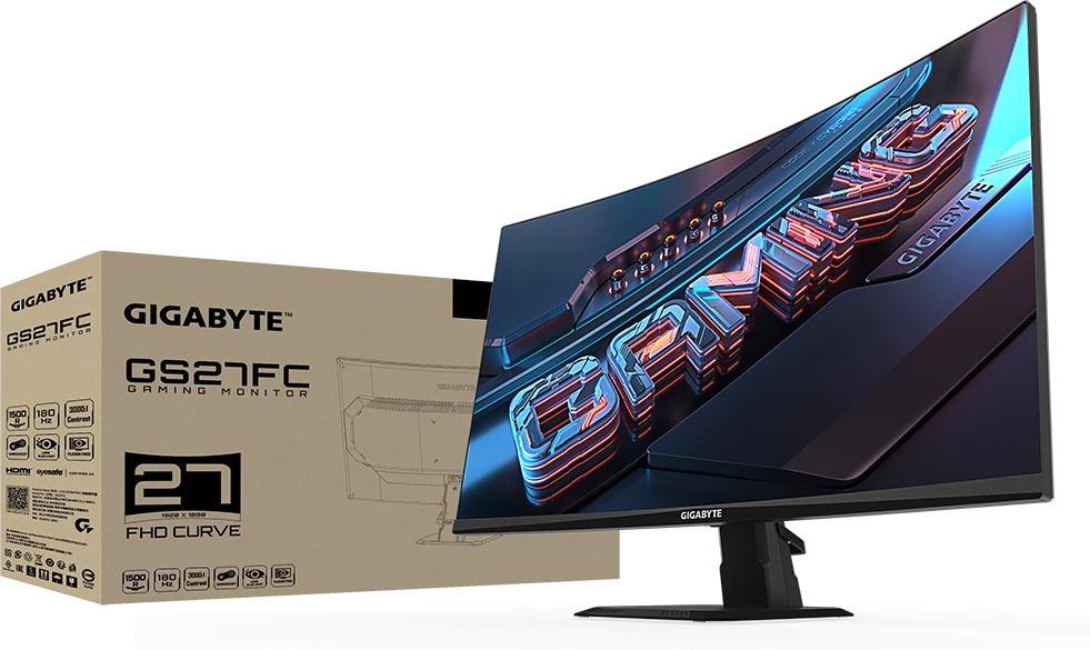Gigabyte | Gaming Monitorius | GS27FC EK1 | 27 " | VA | FHD | 16:9 | 180 Hz | 1 ms | 1920 x 1080 | 250 cd/m² | HDMI jungtys quantity 2 | Juodas