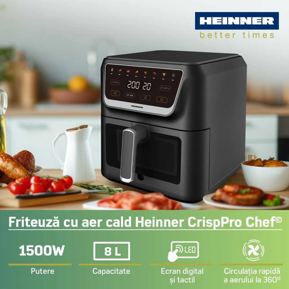 Gruzdintuvė HEINNER CRISPPRO CHEF HAF-H8BK1700 KARSTO ORO GRUPINtuvė