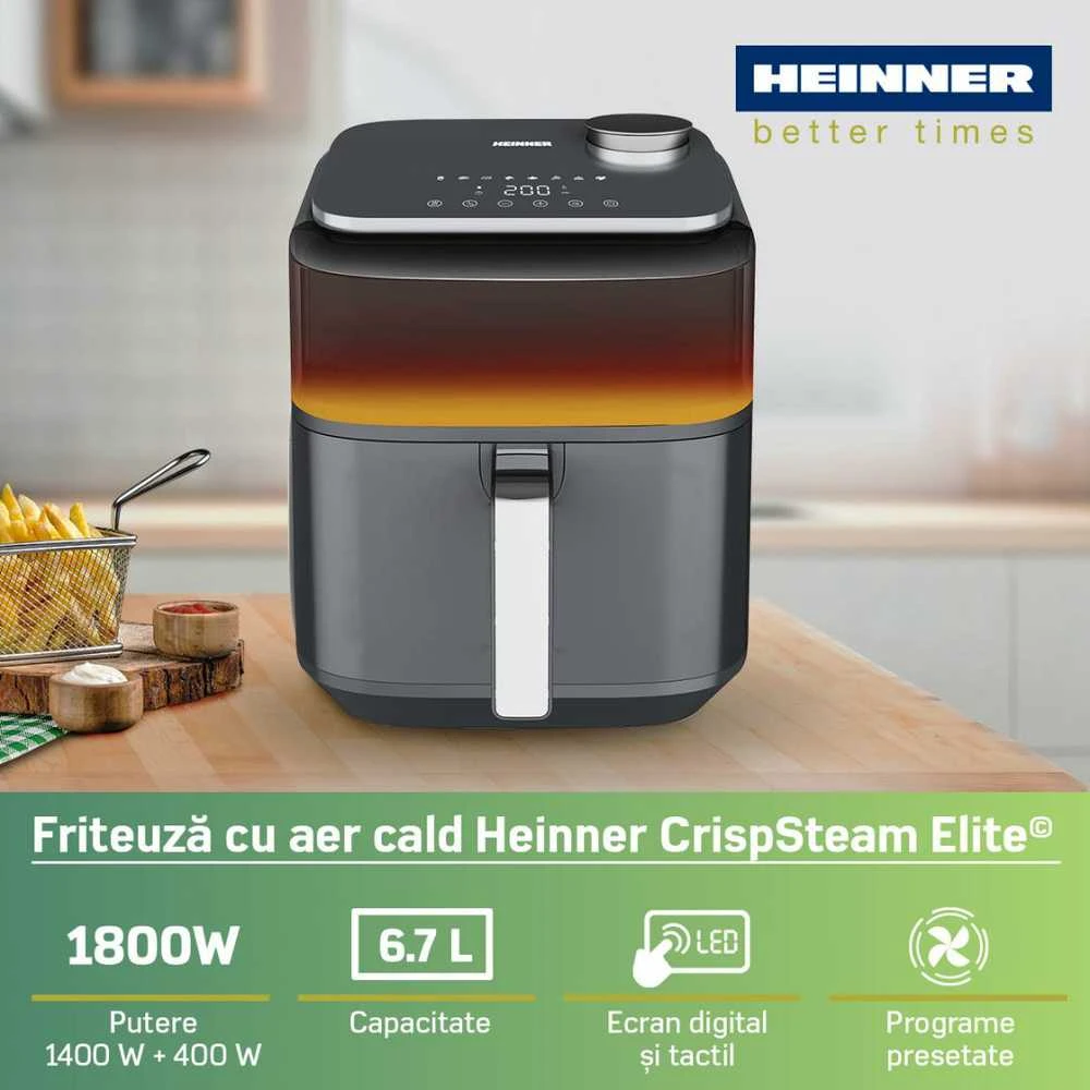HEINNER CRISPSTEAM ELITE HAF-H7DLST1800 karšto oro gruzdintuvė
