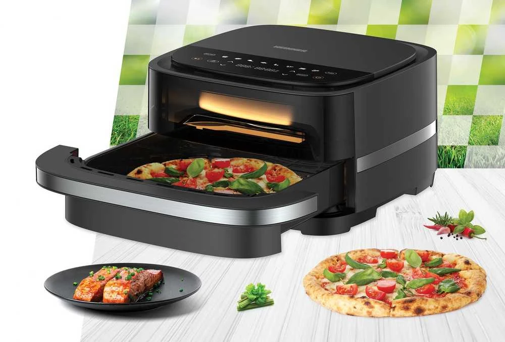 Gruzdintuvė HEINNER Pizza EasyFry HPAF-B4DC22BK 2-IN-1 KARŠTO ORO GRUNTUVĖ IR PICOS KROSNELĖ