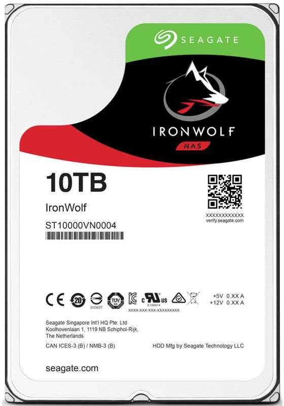 „SEAGATE Ironwolf NAS HDD 10TB 7200rpm 6Gb/s SATA 256MB cache 89cm 3.5inch 24x7 CMR“ skirtas NAS ir RAID Rackmount sistemoms, juodos spalvos