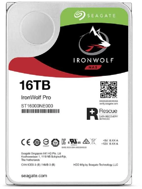 SEAGATE Ironwolf PRO Enterprise NAS HDD 16TB 7200rpm 6Gb/s SATA 256MB talpykla 8,9 cm 3,5 colio 24x7 NAS ir amp; RAID Rackmount sistemos BLK