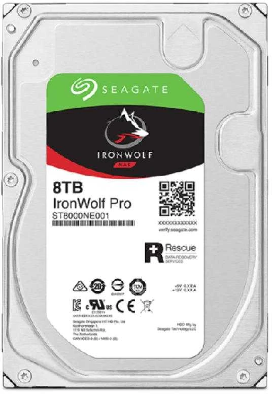 „SEAGATE Ironwolf PRO Enterprise NAS HDD 8TB 7200rpm 6Gb/s SATA 256MB cache 8.9cm 3.5inch 24x7“ skirtas NAS ir RAID Rackmount sistemoms, juodos spalvos
