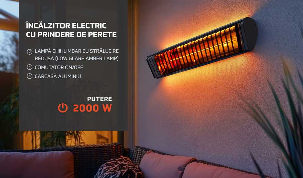 HEINNER elektrinis šildytuvas su sieniniu laikikliu 2000 W