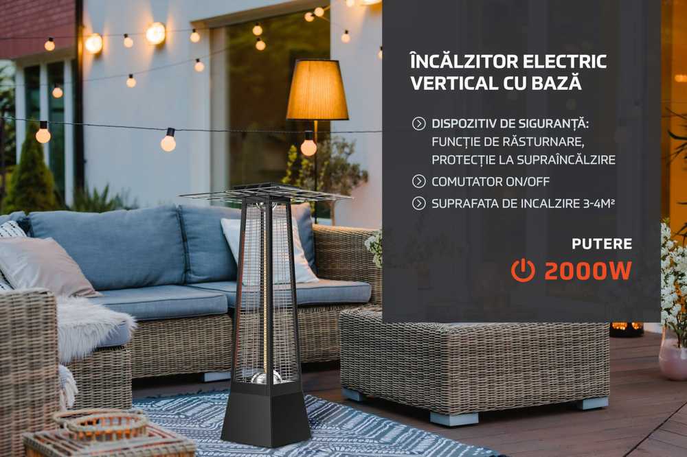 HEINNER Vertikalus elektrinis šildytuvas su pagrindu 1500W/2000W