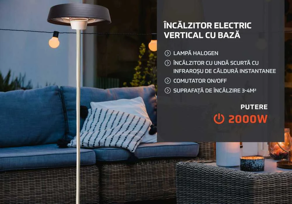 HEINNER Vertikalus elektrinis šildytuvas su pagrindu 1000W/2000W