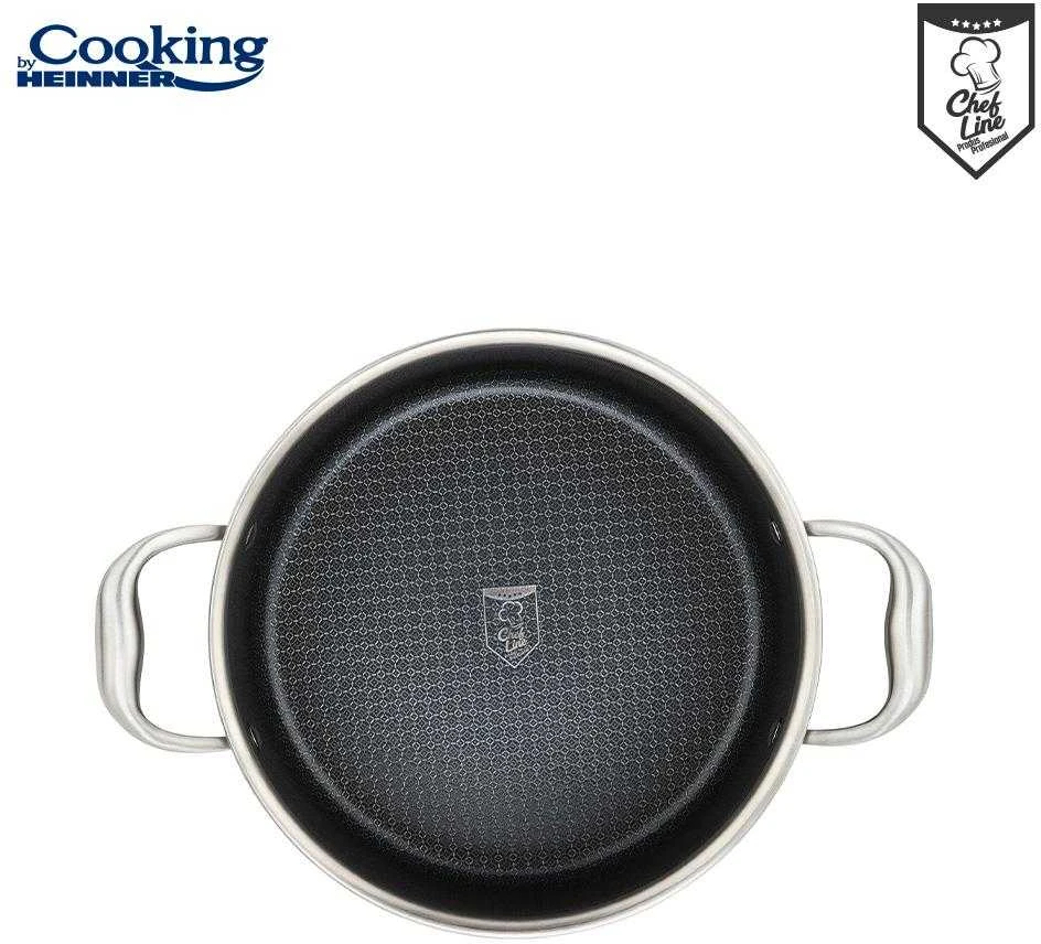 NERŪDIJANČIO PLIENO PADAŽAS + 3 SLUOKSNIŲ STIKLINIS DANGTELIS 24X12 CM, 5 L, TITANIUM3, „COOKING BY HEINNER“