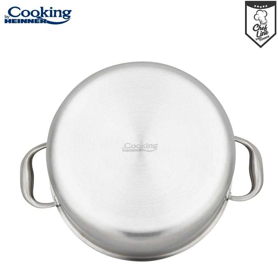 Garų puodas Nerūdijančio plieno keptuvė su 3 sluoksnių stikliniu dangčiu, 28 x 13 cm, 7 l, titano danga, „Cooking by Heinner“