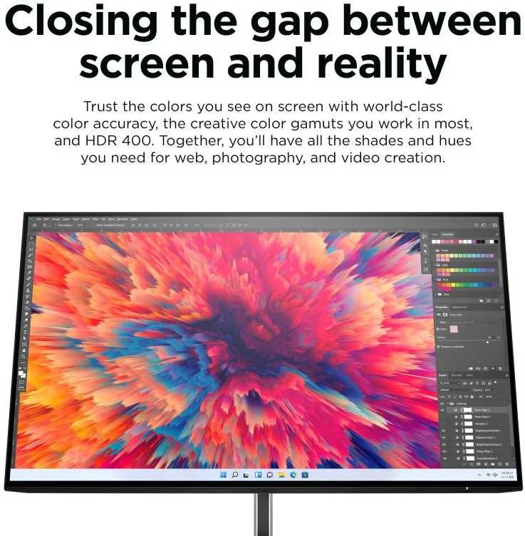 Hewlett Packard (HP) HP Z24q G3 QHD monitorius – 23,8 colio, 2560x1440 QHD, 400 nitų, 90 Hz, AG, IPS, HDMI/DisplayPort grandinės jungtis, 4 USB-A jungtys, reguliuojamo aukščio / pakreipimo / pasukimo / sukimosi padėtis, 3 metimai