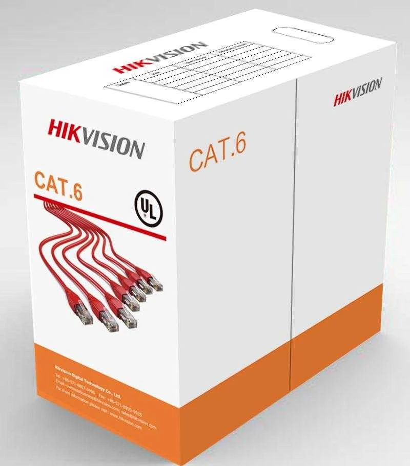 Hikvision Kabelis ryšio Hik-vision UTP 6E (Gysla-0.53mm, ritė 305m, vidaus) DS-1LN6-UE-W