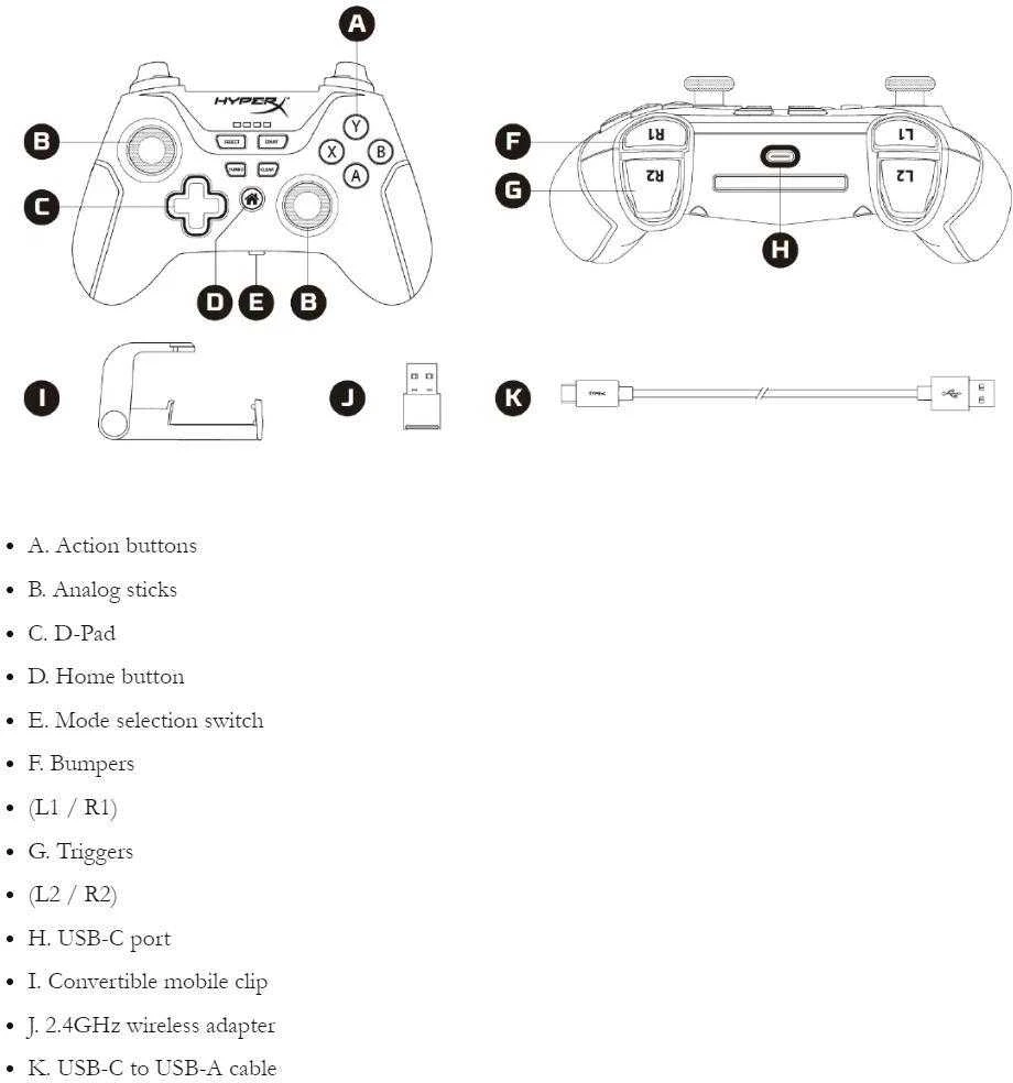 Hewlett Packard (HP) „HyperX Clutch“ belaidės ausinės HCRC1-D-BK/G