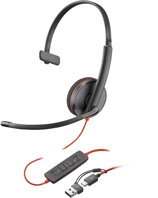 Poly Blackwire 3210 vienpusės ausinės su laidiniu pulteliu