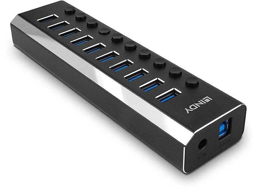 Lindy usb šakotuvas su individualiais maitinimo mygtukais