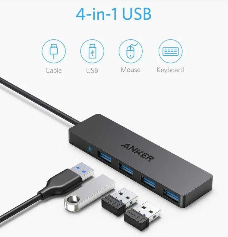 USB šakotuvas ANKER Ultra Slim 4-Port USB 3.0 Data Hub