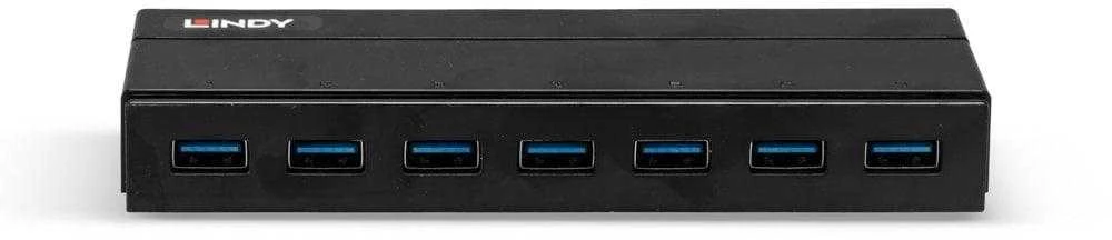 USB Hub - LINDY 7 Jungčių USB 3.0 Hub, BC 1.2 Krovimas, Juodas