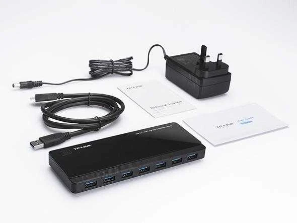 TP-LINK 7 jungtys USB 3.0 Hub su 2 maitinimo įkrovikliais jungtys 2.4A Max Desktop ir 12V/4A maitinimo adapteris