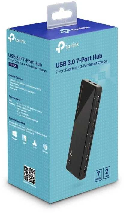 TP-LINK 7 jungtys USB 3.0 Hub su 2 maitinimo įkrovikliais jungtys 2.4A Max Desktop ir 12V/4A maitinimo adapteris