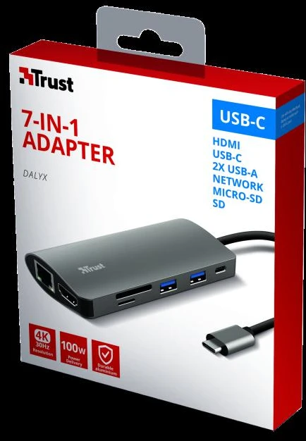 Trust Pasitikėkite Dalyx 7in1 USB-C kelių prievadų adapteriu (TR-23775)