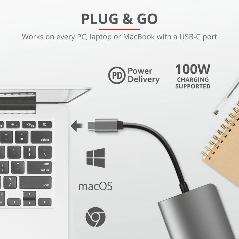 Trust Pasitikėkite Dalyx 7in1 USB-C kelių prievadų adapteriu (TR-23775)