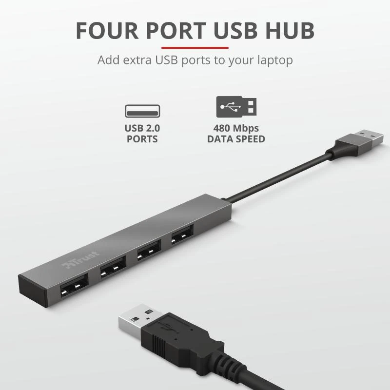 Įvesties/išvesties šakotuvas MINI-USB 4PORT23786 TRUST