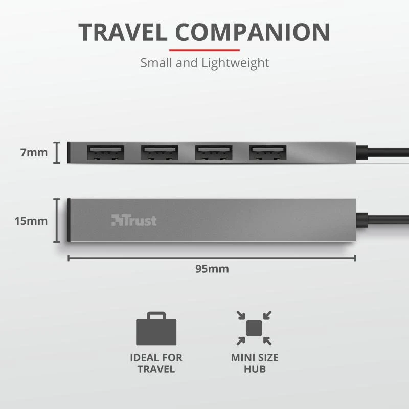 Įvesties/išvesties šakotuvas MINI-USB 4PORT23786 TRUST
