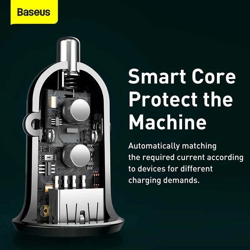 Automobilinis įkroviklis Baseus Grain Pro 2x USB 4.8A - Juodas