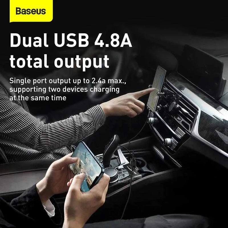 Automobilinis įkroviklis Baseus Grain Pro 2x USB 4.8A - Juodas