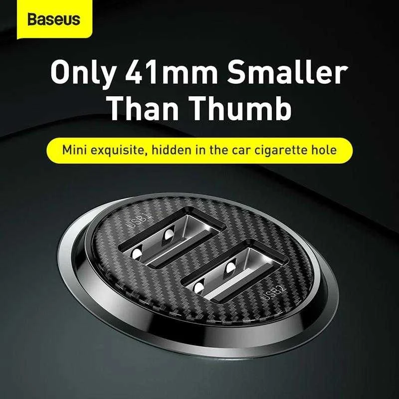 Automobilinis įkroviklis Baseus Grain Pro 2x USB 4.8A - Juodas