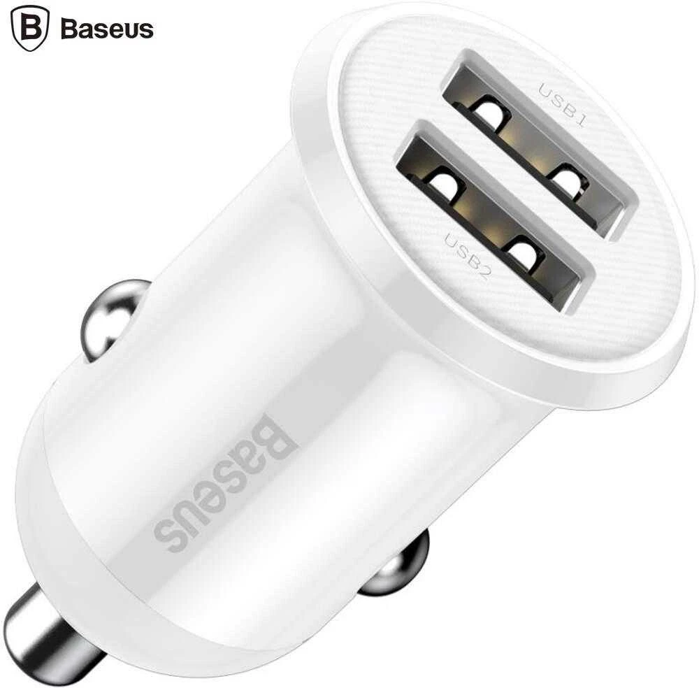 Automobilinis įkroviklis Baseus Grain Pro 2x USB 4.8A - Baltas