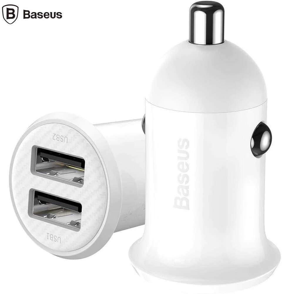 Automobilinis įkroviklis Baseus Grain Pro 2x USB 4.8A - Baltas