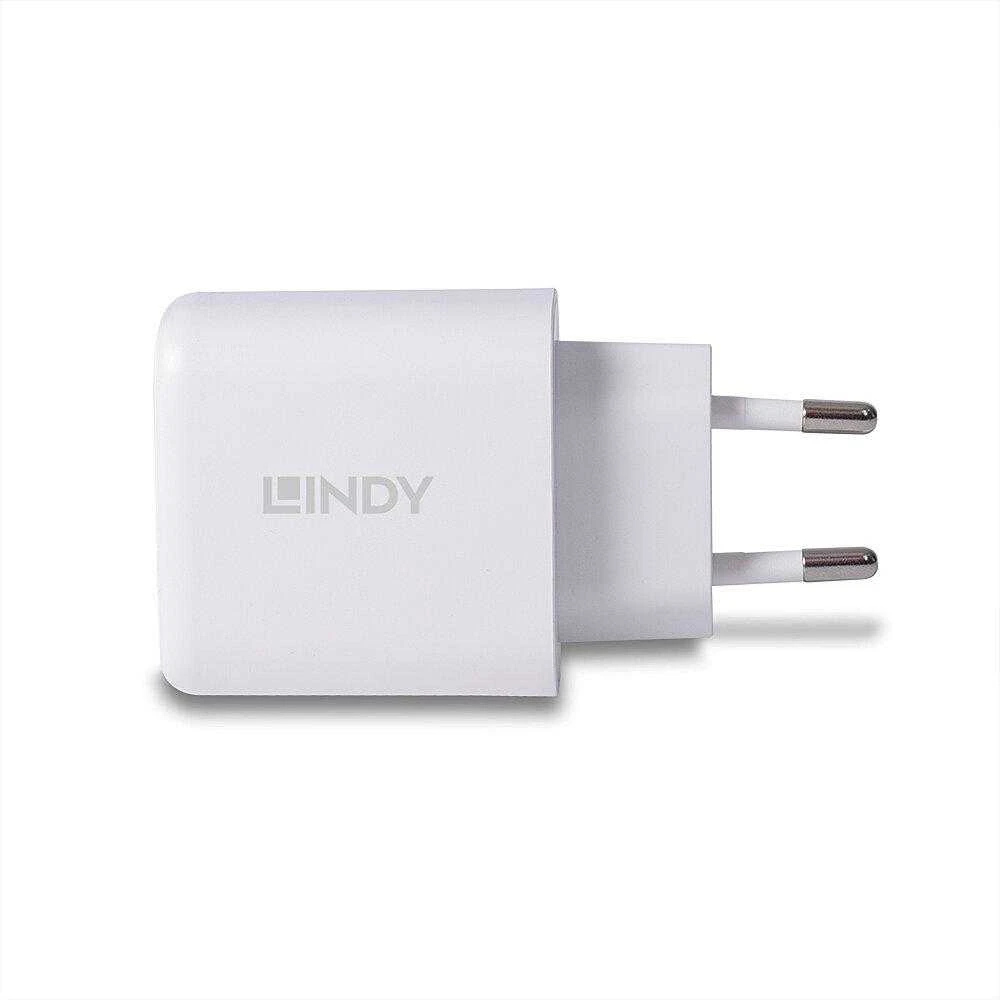 Įkroviklis - LINDY 65W USB Type A & C GaN Įkroviklis, Baltas