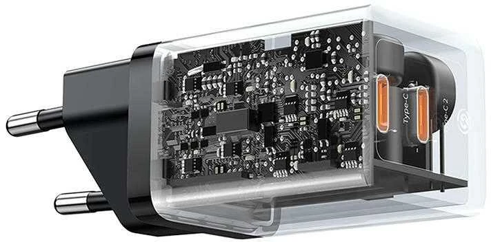 Sieninis įkroviklis Baseus GaN5 40W, 2x USB C (juodas)