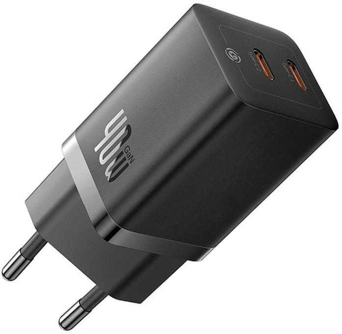 Sieninis įkroviklis Baseus GaN5 40W, 2x USB C (juodas)