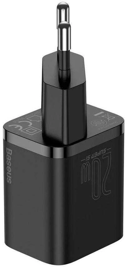 Baseus Sieninis įkroviklis Super Si 20W USB-C QC3.0 PD, juodas