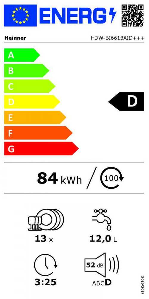 Įmontuojama indaplovė HEINNER HDW-BI6613AID++