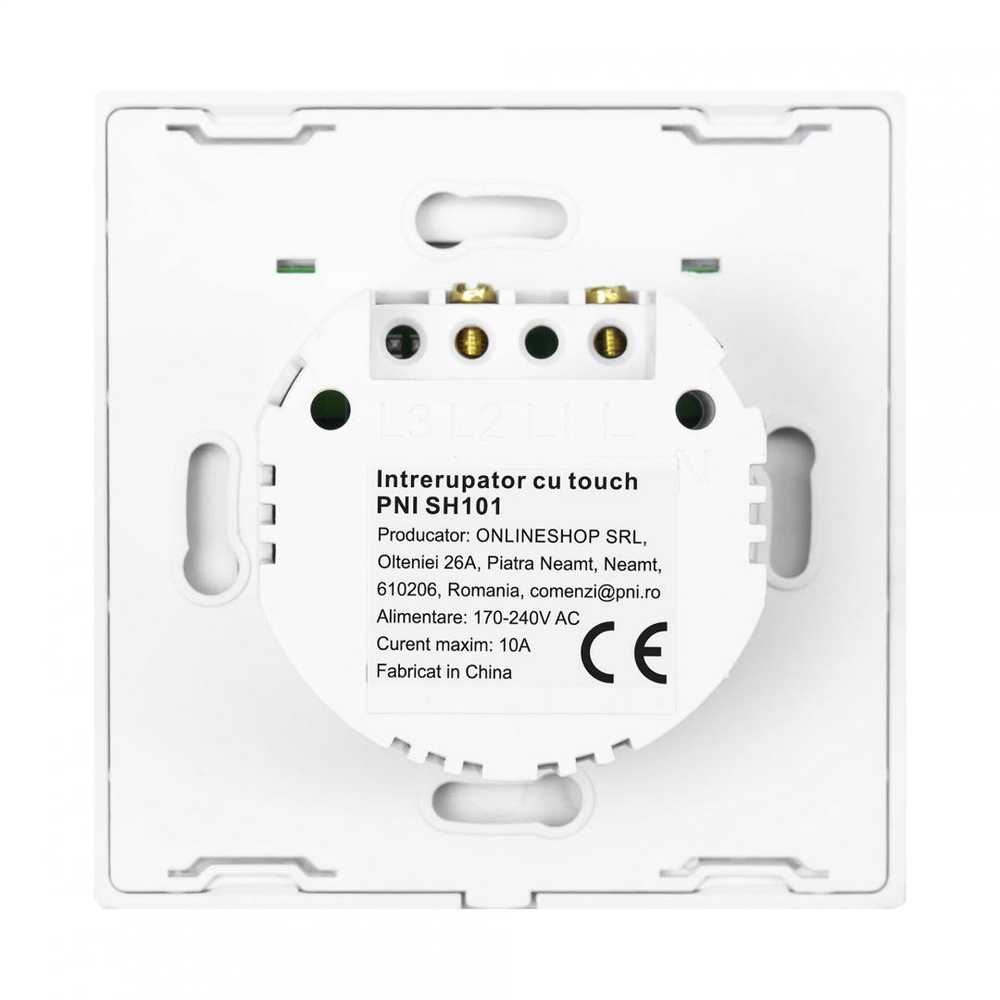 PNI SH101 stiklinis jutiklinis jungiklis, baltas su LED indikatoriumi