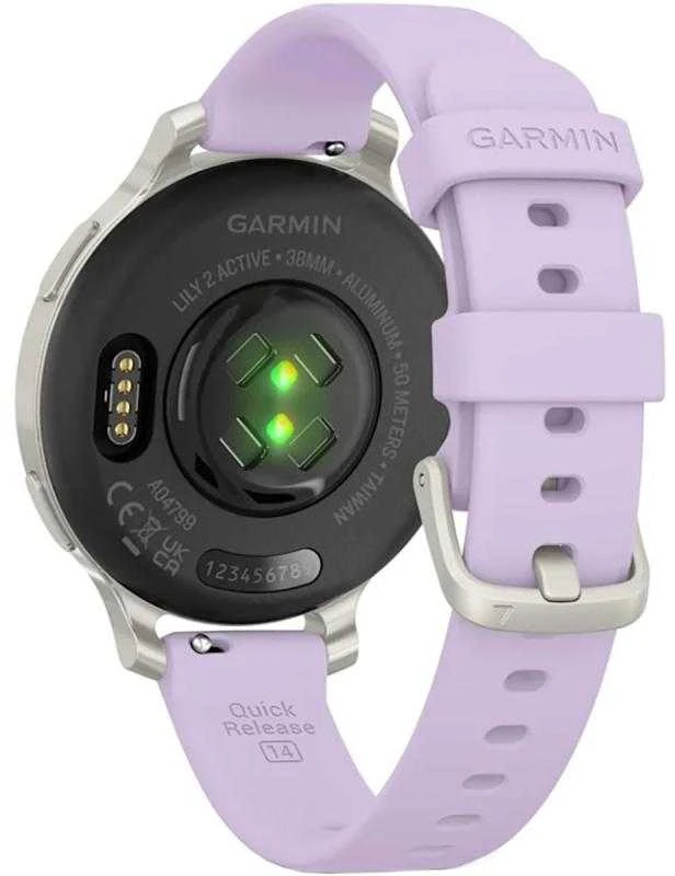 Išmanusis laikrodis Garmin Lily® 2 Active, Sidabro spalvos su alyvinės spalvos silikoniniu dirželiu