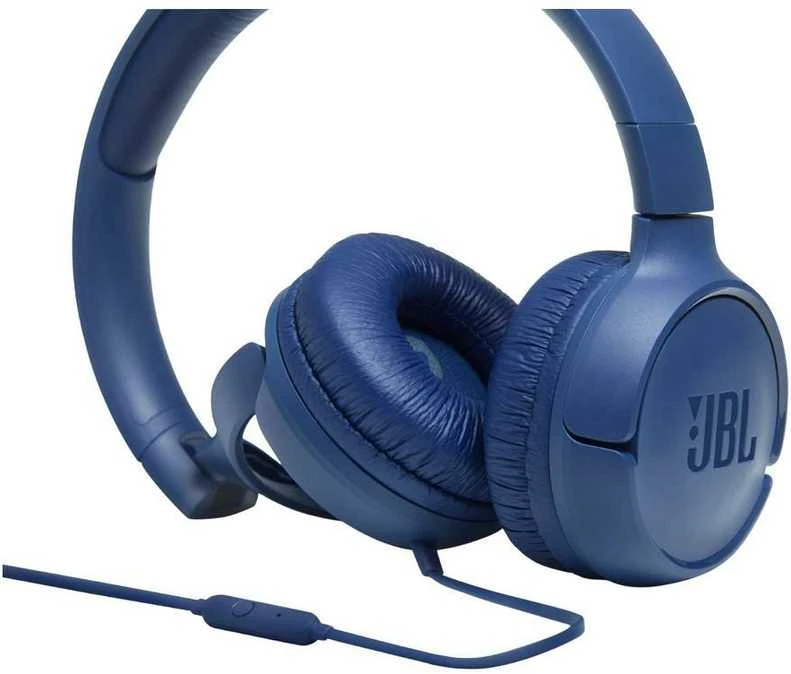 Lengvos ir patogios Ausinės JBL Tune 500 Pure Bass sound su mikrofonu mėlynos